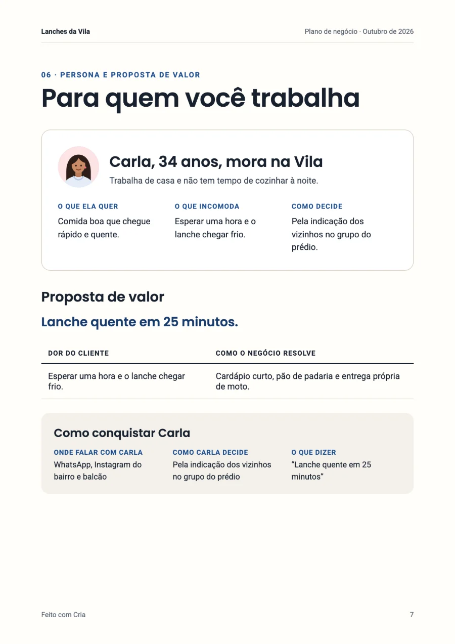 Persona: Carla, 34 anos, e a proposta de valor